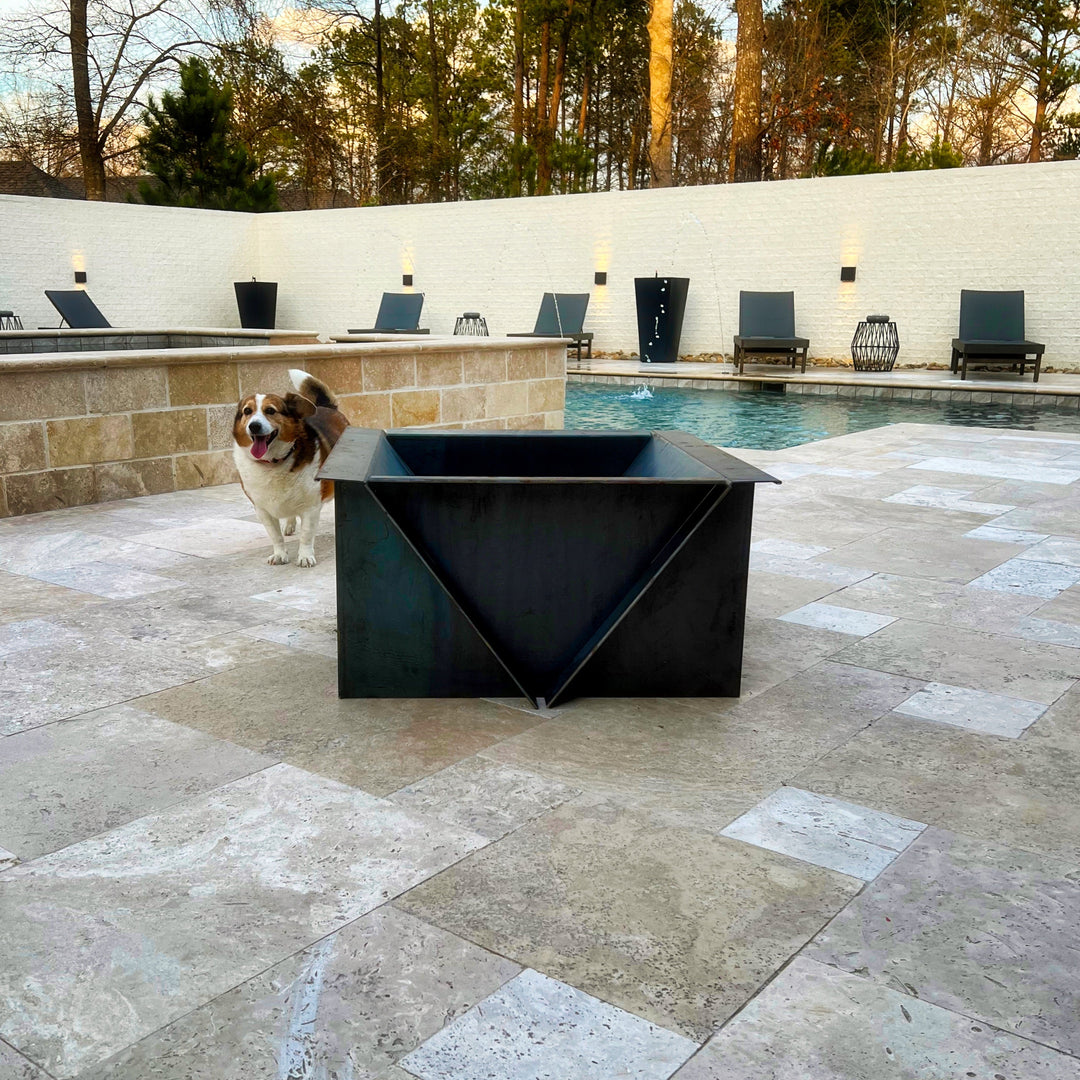 The Edge Right Fire Pit | Modern Steel Design | Precision Built | Long Burning