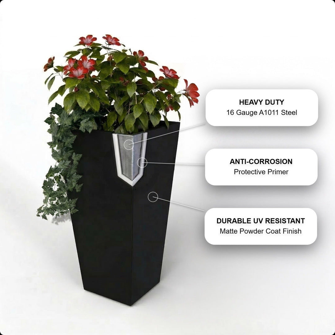 Tapered Steel Planter Box (18" L x 18" W x 36" H)